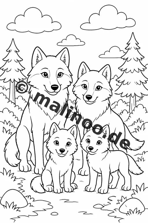 Wölfe Malbuch 20 Ausmalbilder PDF Download digital – Vorschaubild 2