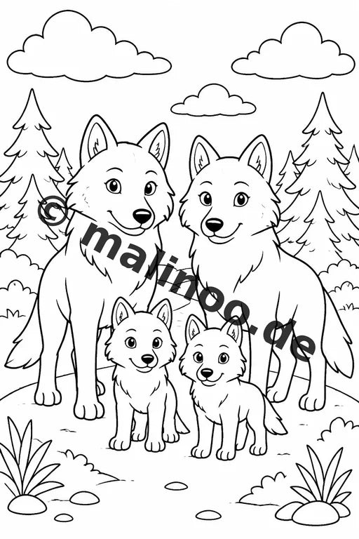 Wölfe Malbuch 20 Ausmalbilder PDF Download digital – Vorschaubild 2