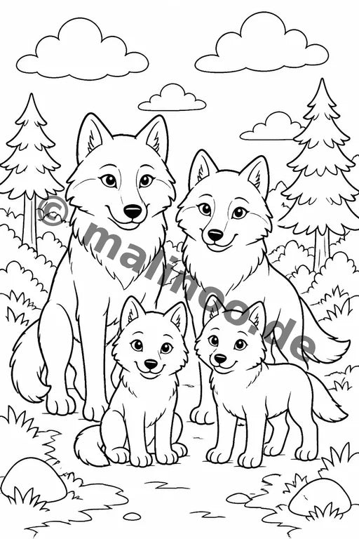 Wölfe Malbuch 20 Ausmalbilder PDF Download – Vorschaubild 3