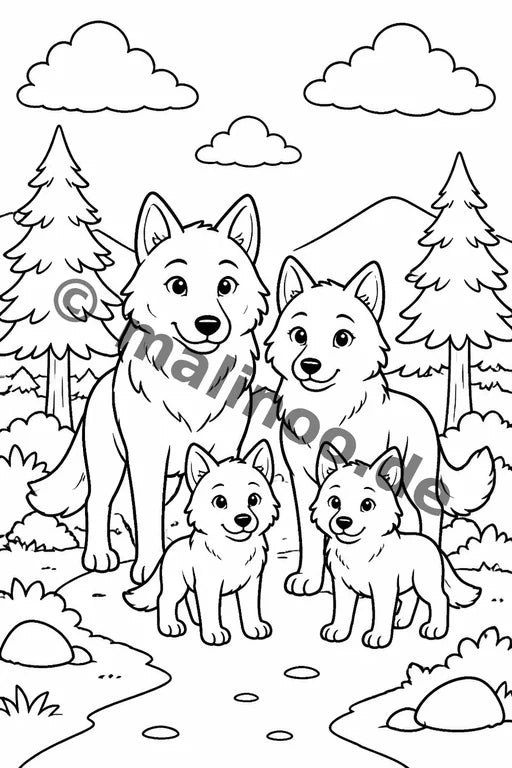 Wölfe Malbuch 20 Ausmalbilder PDF Download – Vorschaubild 3