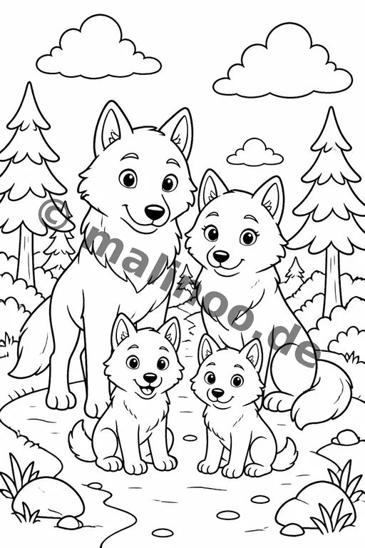 Wölfe Malbuch 20 Ausmalbilder PDF Download – Vorschaubild 3