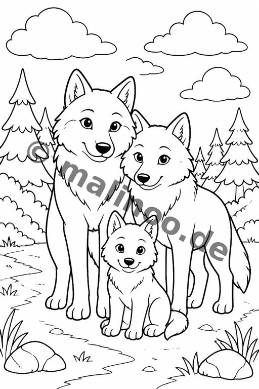 Wölfe Malbuch 20 Ausmalbilder PDF Download – Vorschaubild 3