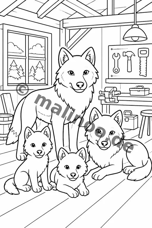 Wölfe Malbuch 20 Ausmalbilder PDF Download – Vorschaubild 4