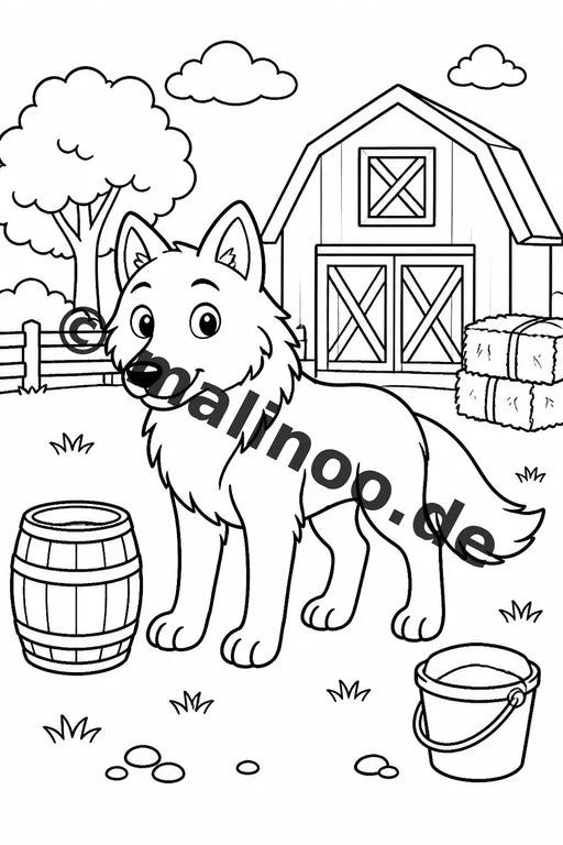 Wölfe Malbuch 20 Ausmalbilder PDF Download digital – Vorschaubild 4