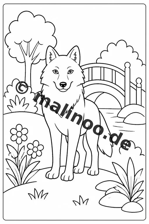 Wölfe Malbuch 20 Ausmalbilder PDF Download digital – Vorschaubild 5