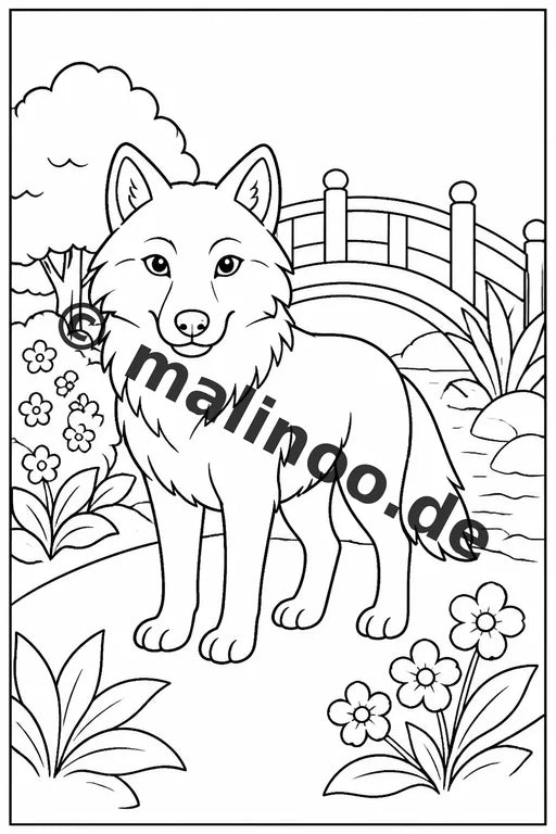 Wölfe Malbuch 20 Ausmalbilder PDF Download digital – Vorschaubild 5