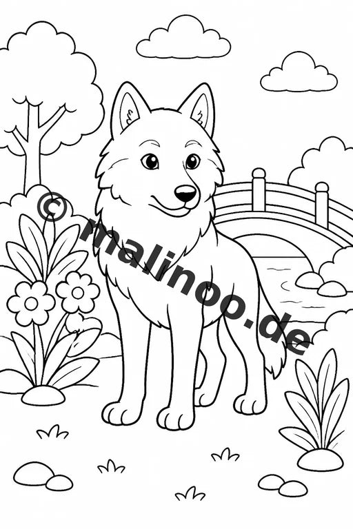Wölfe Malbuch 20 Ausmalbilder PDF Download digital – Vorschaubild 5