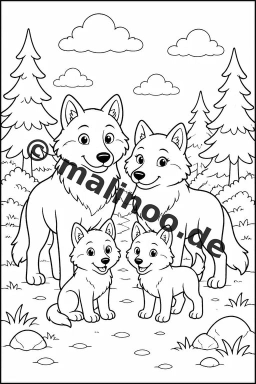 Wölfe Malbuch 20 Ausmalbilder gedruckt und gebunden – Vorschaubild 2