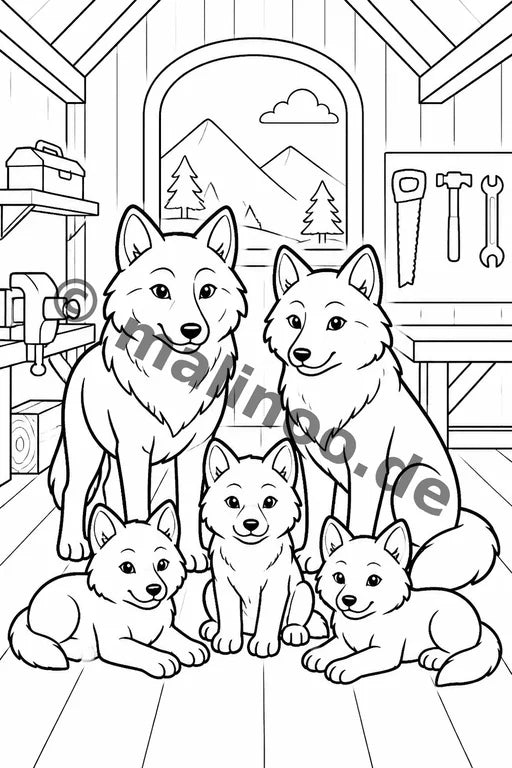 Wölfe Malbuch 20 Ausmalbilder gedruckt+gebunden – Vorschaubild 4