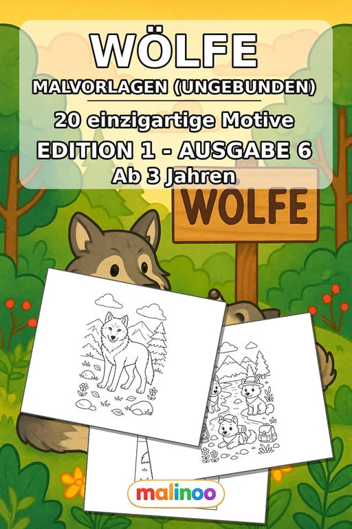 Wölfe Malbuch 20 Ausmalbilder gedruckt+lose – Cover