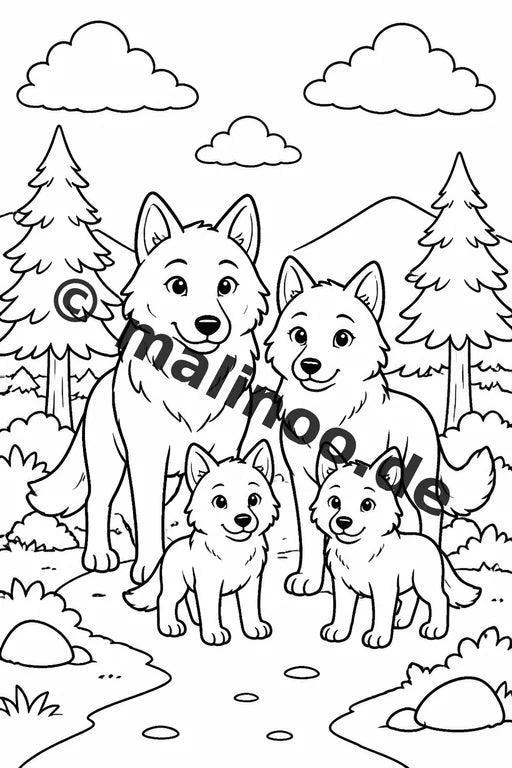 Wölfe Malbuch 20 Ausmalbilder gedruckt, ungebunden – Vorschaubild 2
