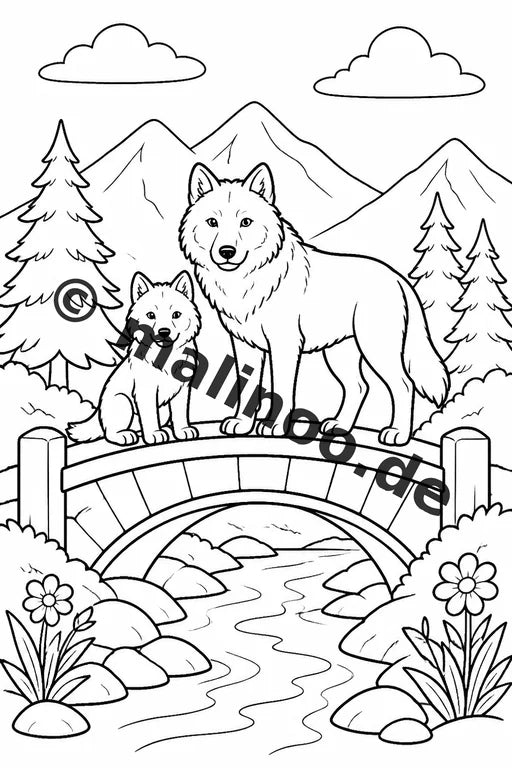 Wölfe Malbuch 20 Ausmalbilder gedruckt, ungebunden – Vorschaubild 8