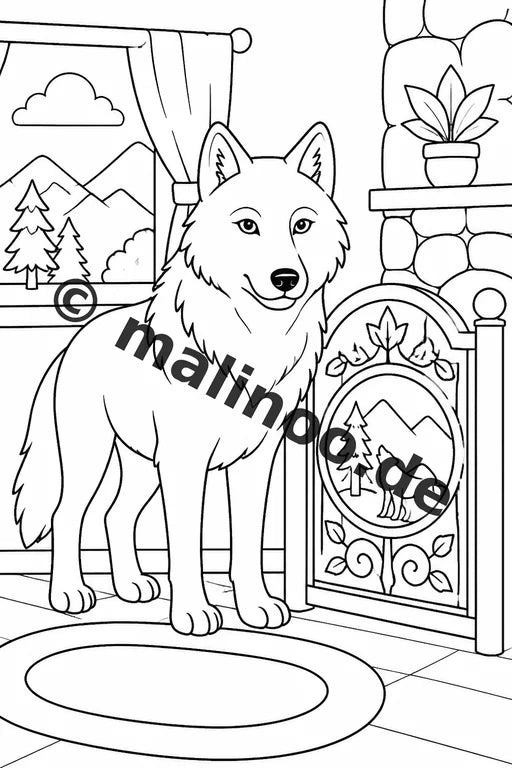 Wölfe Malbuch 20 Ausmalbilder gedruckt, ungebunden – Vorschaubild 9