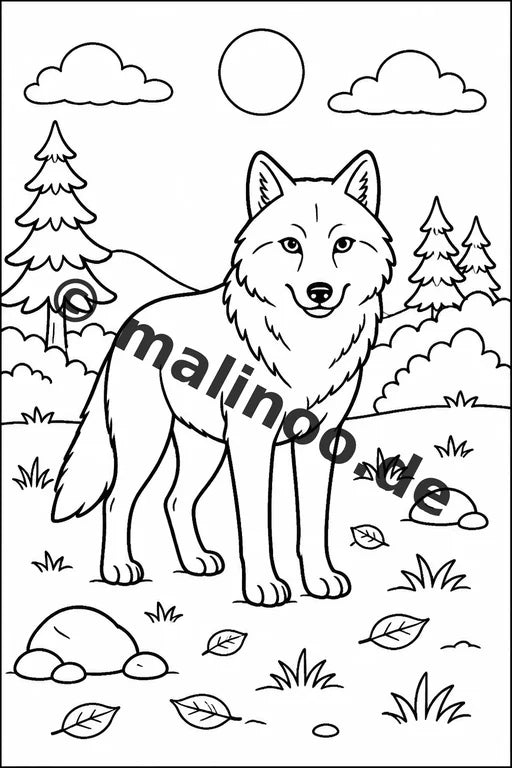 Wölfe Malbuch 50 Ausmalbilder PDF Download digital – Vorschaubild 1