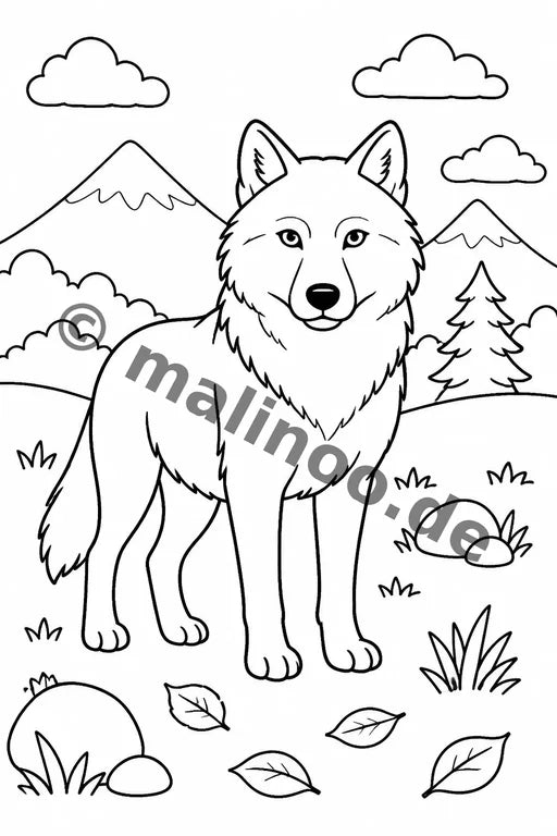 Wölfe Malbuch 50 Ausmalbilder PDF Download – Vorschaubild 1