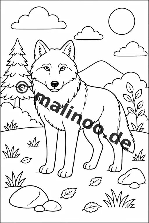 Wölfe Malbuch 50 Ausmalbilder gedruckt und gebunden – Vorschaubild 1