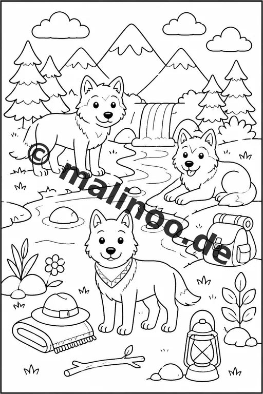 Wölfe Malbuch 50 Ausmalbilder gedruckt und gebunden – Vorschaubild 7