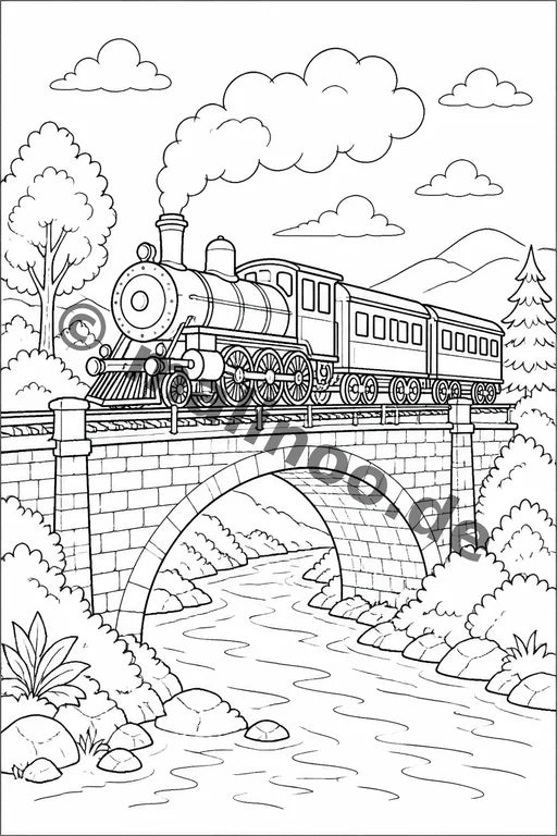 Züge Malbuch 100 Ausmalbilder PDF Download – Vorschaubild 1