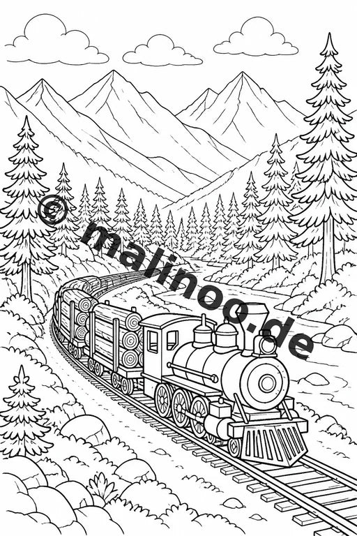 Züge Malbuch 100 Ausmalbilder PDF Download digital – Vorschaubild 4