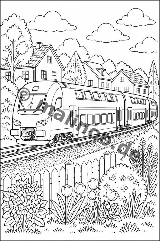 Züge Malbuch 100 Ausmalbilder gedruckt+gebunden – Vorschaubild 3