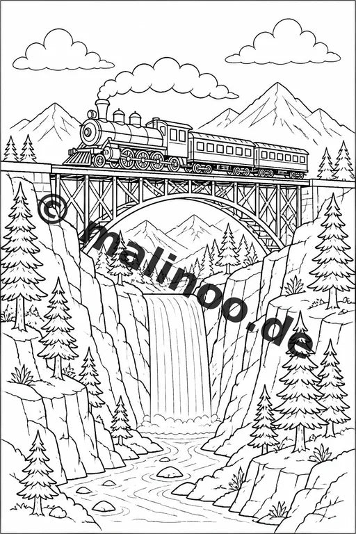 Züge Malbuch 100 Ausmalbilder gedruckt und gebunden – Vorschaubild 8