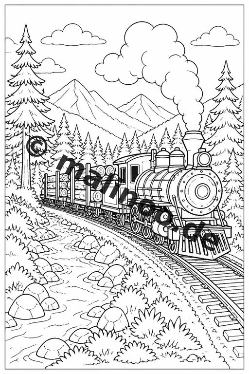 Züge Malbuch 100 Ausmalbilder gedruckt, ungebunden – Vorschaubild 4