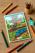 Züge Malbuch 20 Ausmalbilder PDF Download – Mockup-Ansicht
