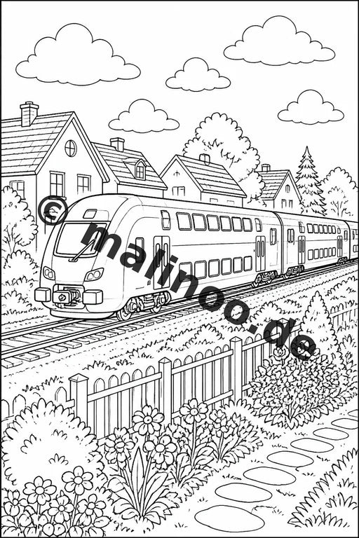 Züge Malbuch 20 Ausmalbilder PDF Download digital – Vorschaubild 2