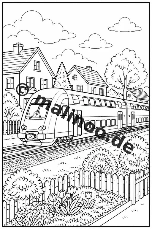 Züge Malbuch 20 Ausmalbilder PDF Download digital – Vorschaubild 2