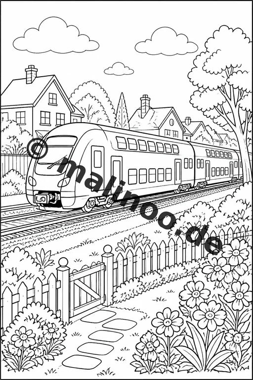 Züge Malbuch 20 Ausmalbilder PDF Download digital – Vorschaubild 2