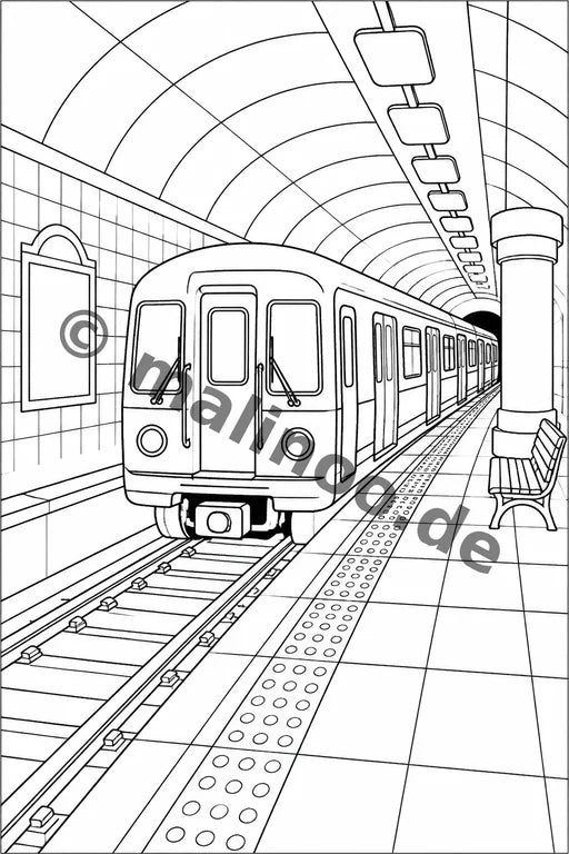 Züge Malbuch 20 Ausmalbilder PDF Download – Vorschaubild 2