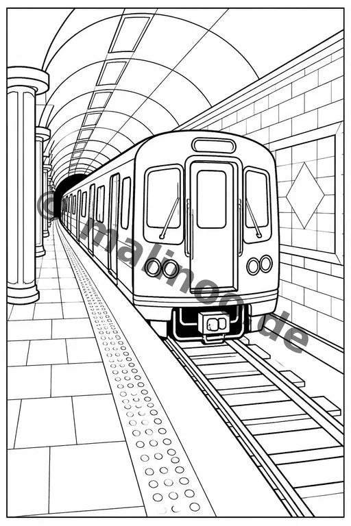 Züge Malbuch 20 Ausmalbilder PDF Download – Vorschaubild 2