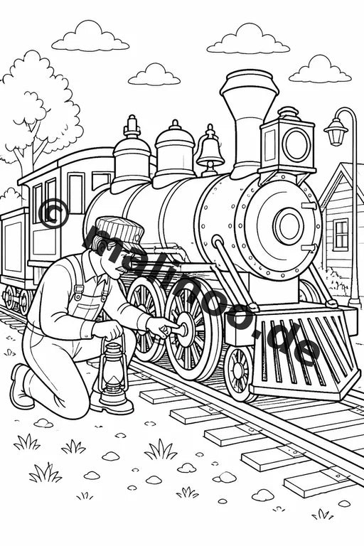 Züge Malbuch 20 Ausmalbilder PDF Download digital – Vorschaubild 3
