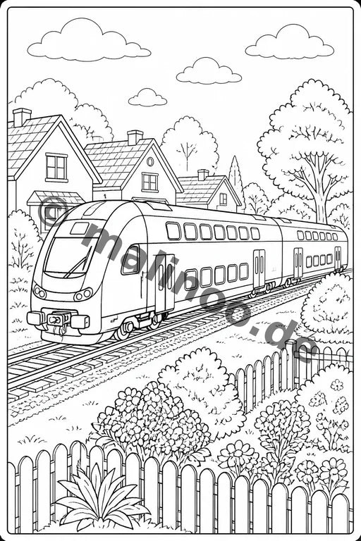 Züge Malbuch 20 Ausmalbilder PDF Download – Vorschaubild 3