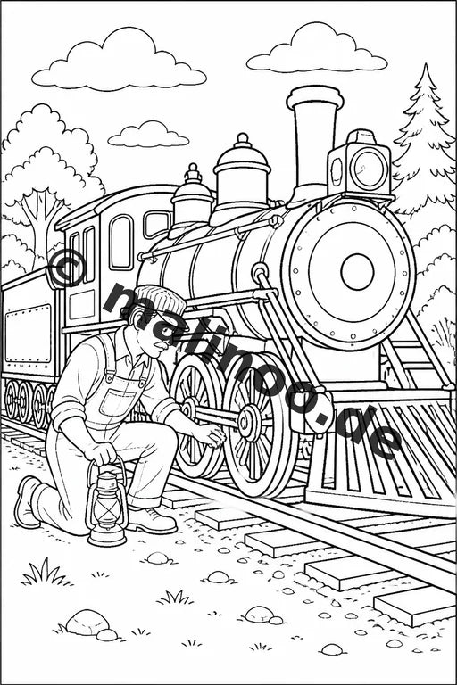 Züge Malbuch 20 Ausmalbilder PDF Download digital – Vorschaubild 3