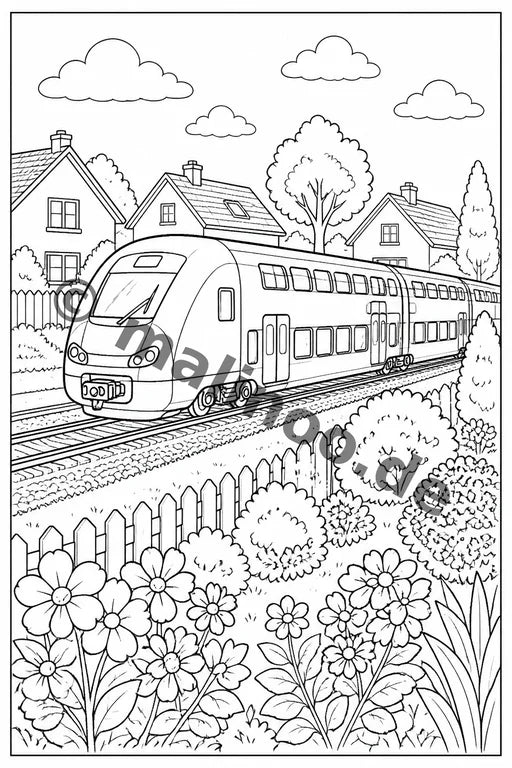 Züge Malbuch 20 Ausmalbilder PDF Download – Vorschaubild 3