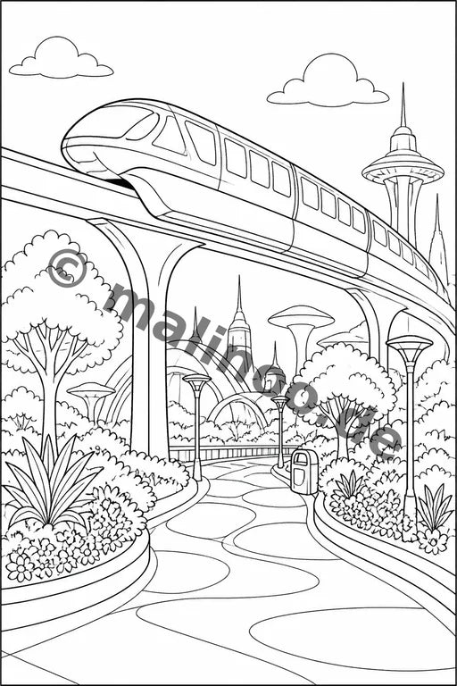 Züge Malbuch 20 Ausmalbilder PDF Download – Vorschaubild 4