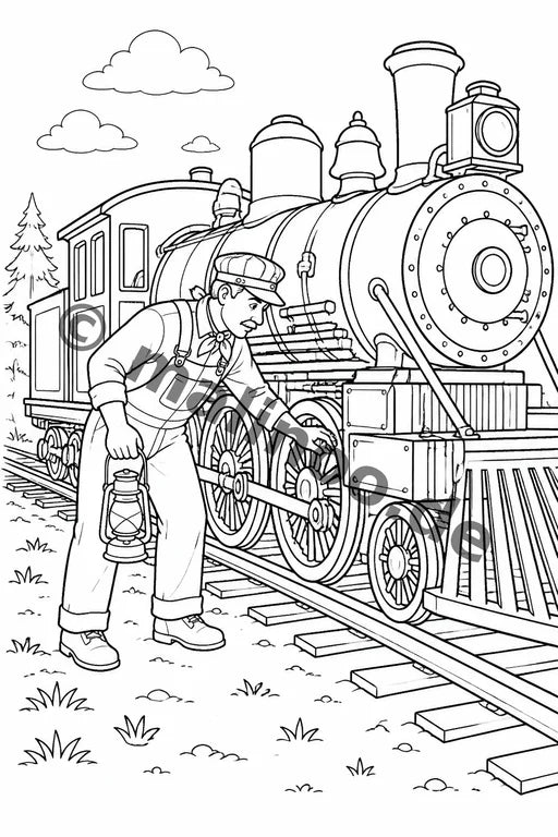 Züge Malbuch 20 Ausmalbilder PDF Download – Vorschaubild 5