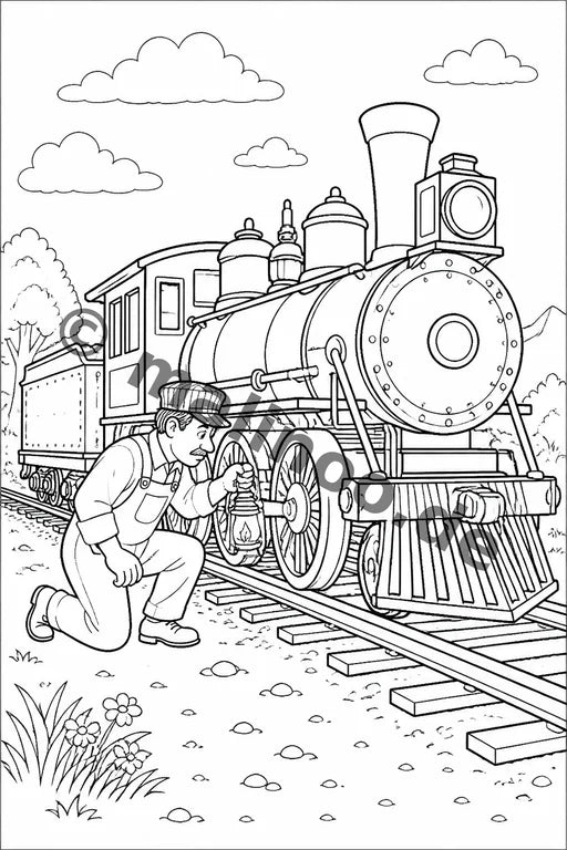 Züge Malbuch 20 Ausmalbilder PDF Download – Vorschaubild 5