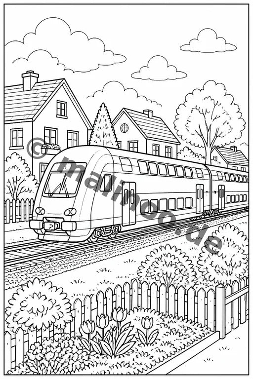 Züge Malbuch 20 Ausmalbilder gedruckt+gebunden – Vorschaubild 3