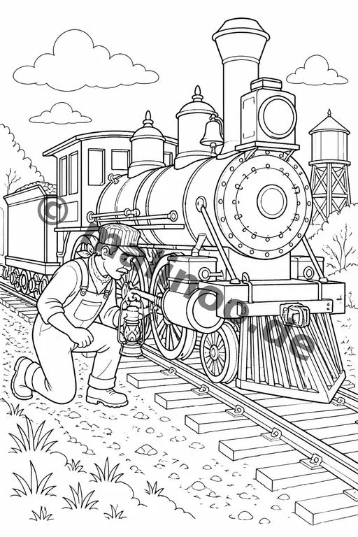 Züge Malbuch 20 Ausmalbilder gedruckt+gebunden – Vorschaubild 5