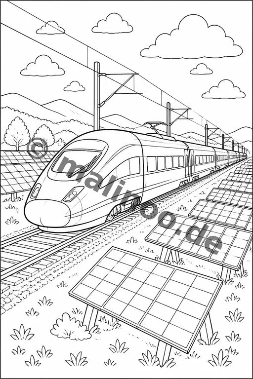 Züge Malbuch 20 Ausmalbilder gedruckt+gebunden – Vorschaubild 8