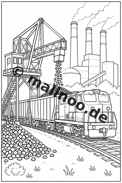 Züge Malbuch 20 Ausmalbilder gedruckt und gebunden – Vorschaubild 9