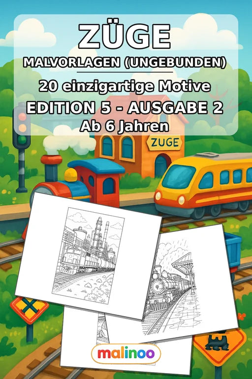 Züge Malbuch 20 Ausmalbilder gedruckt+lose – Cover