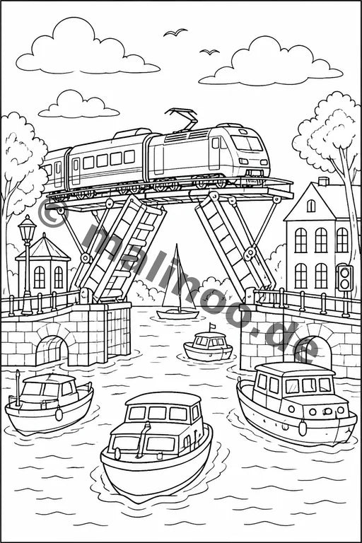 Züge Malbuch 20 Ausmalbilder gedruckt+lose – Vorschaubild 10