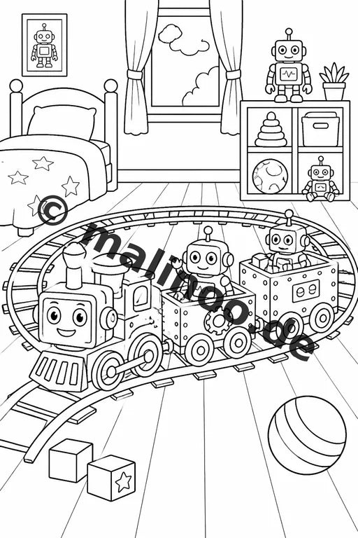 Züge Malbuch 20 Ausmalbilder gedruckt, ungebunden – Vorschaubild 10