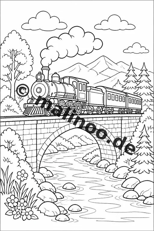Züge Malbuch 20 Ausmalbilder gedruckt, ungebunden – Vorschaubild 1