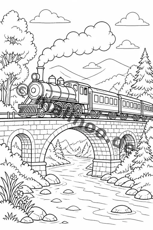Züge Malbuch 20 Ausmalbilder gedruckt+lose – Vorschaubild 1