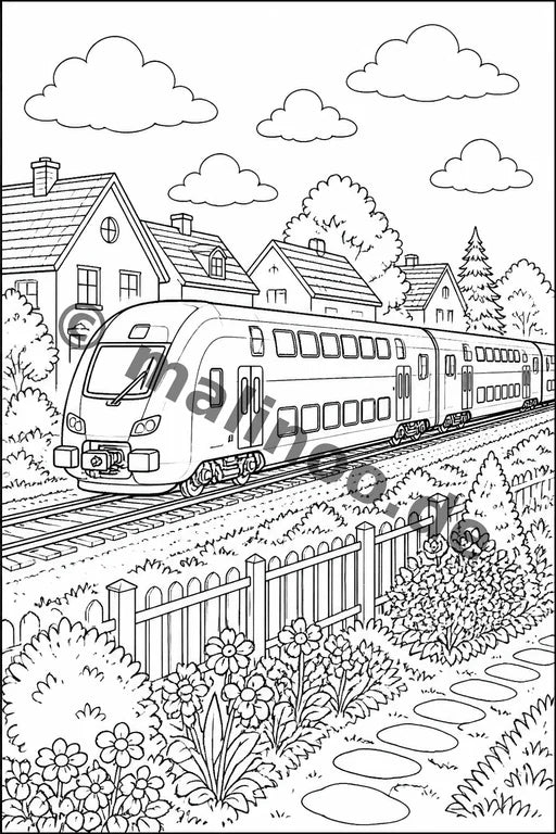 Züge Malbuch 20 Ausmalbilder gedruckt+lose – Vorschaubild 3