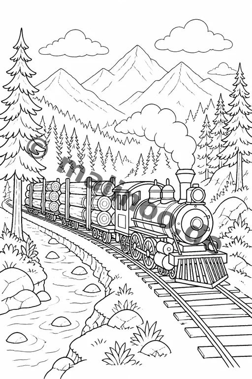 Züge Malbuch 20 Ausmalbilder gedruckt+lose – Vorschaubild 7